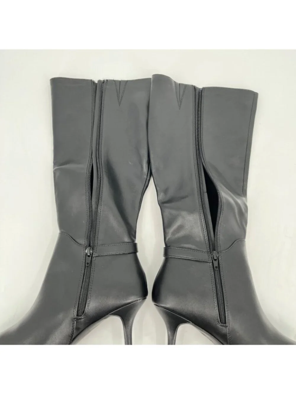 Giani Bernini Crueella Knee High Boots Black Size 9.5 M Faux Leather Kitten Heel